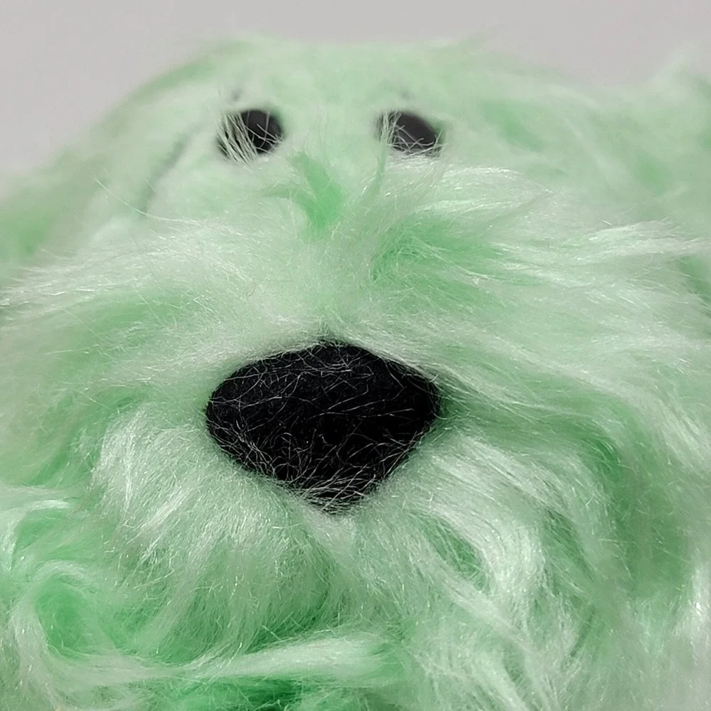 Vintage Russ Berrie Curly Jr. Green Shamrock Bow Ribbon Dog Plush
